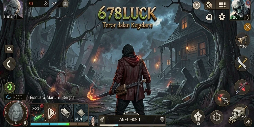 Screenshot gameplay <strong>678LUCK</strong> menampilkan suasana menyeramkan yang menghantui.