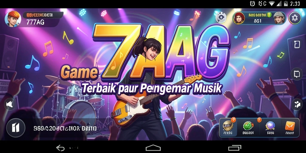 Tampilan gameplay interaktif yang menampilkan berbagai genre musik dalam 77AG.