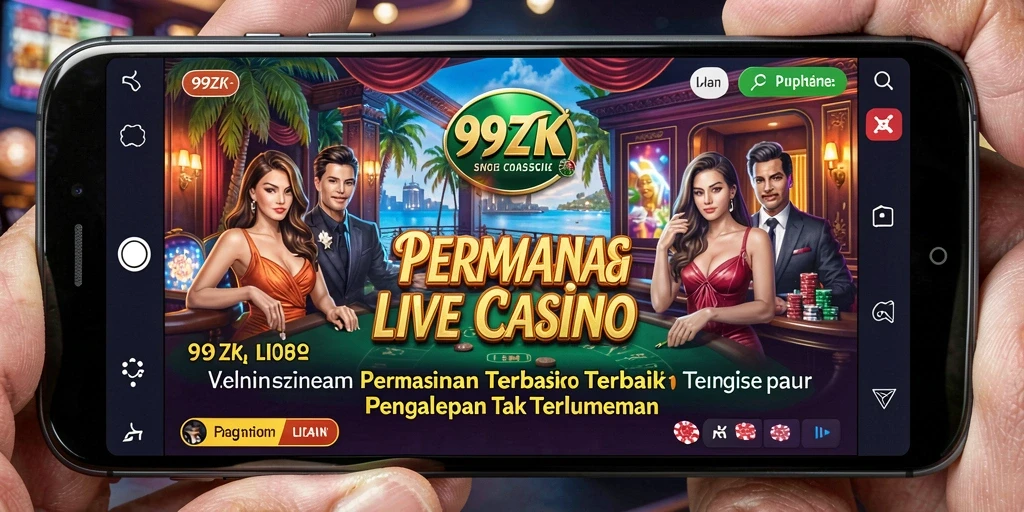 Screenshot menunjukkan dealer profesional di meja permainan Live Casino.