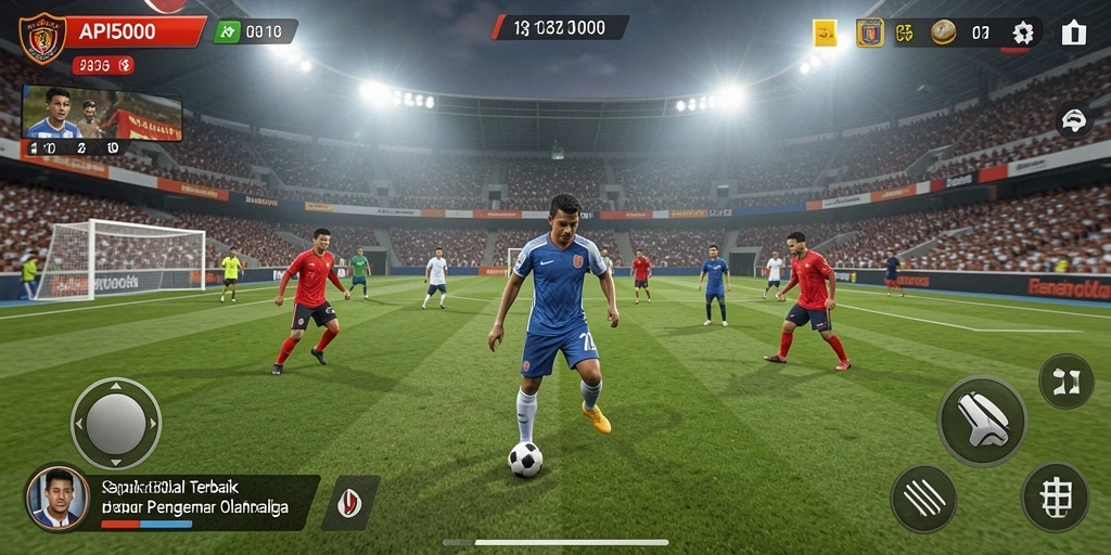 Tangkapan layar gameplay yang mendebarkan dari API5000, menghadirkan aksi sepak bola.