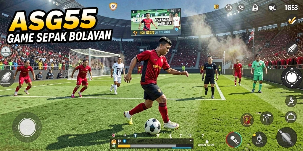 Tampilan gameplay mengasyikkan dari ASG55 sepak bola yang realistis.