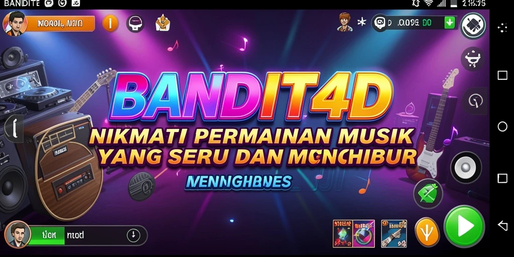 Screenshot gameplay BANDIT4D: Menampilkan pemain menikmati musik dan bersaing.