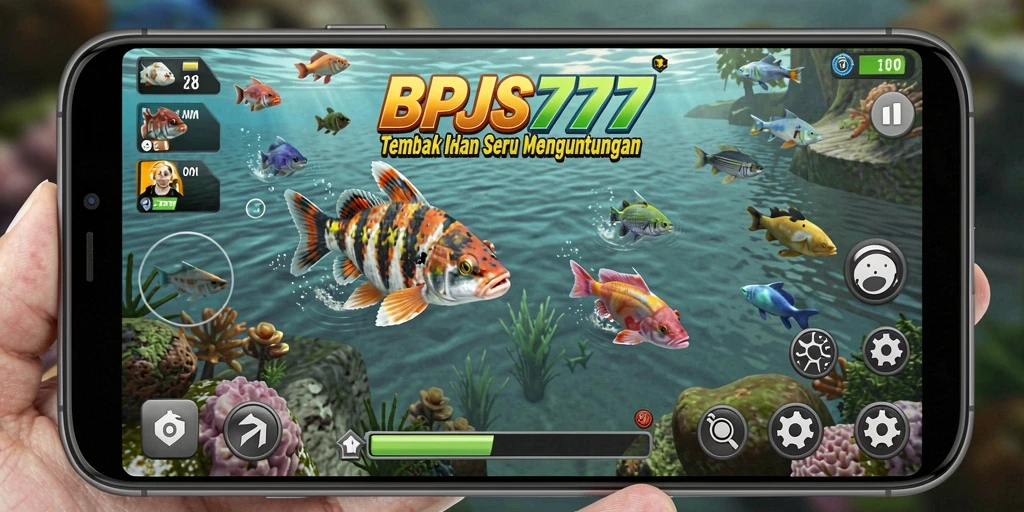 Tampilan gameplay menembak ikan yang seru dan penuh warna.