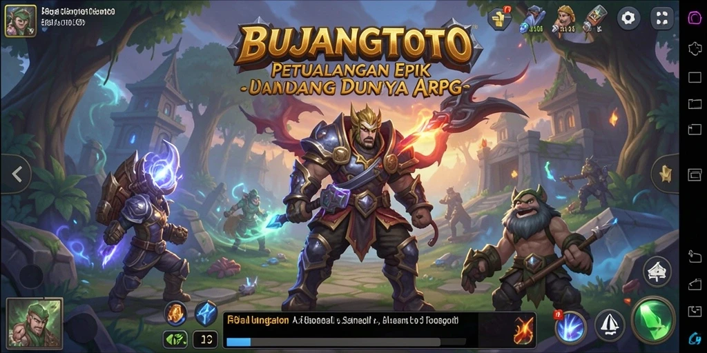 Tangkapan layar gameplay BUJANGTOTO yang menunjukkan pertempuran epik.