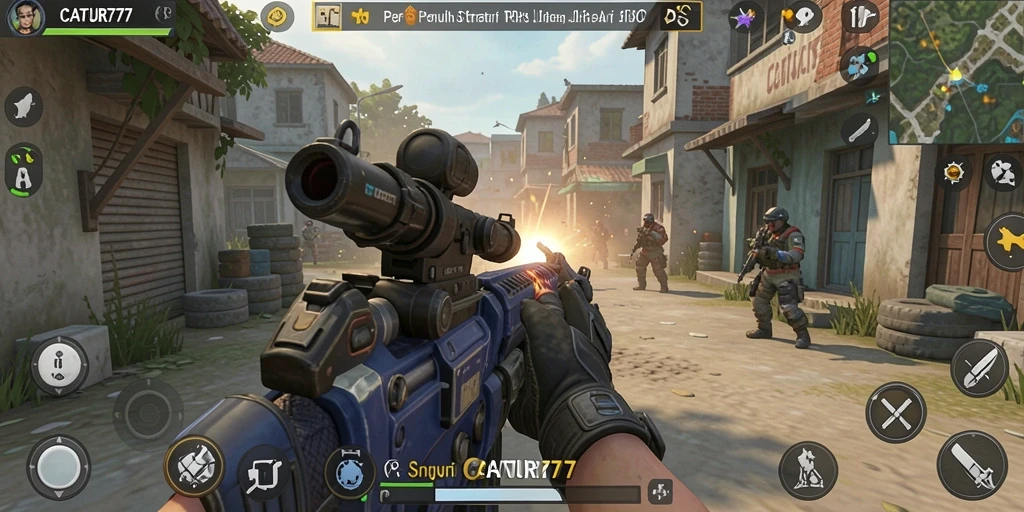 Screenshot dari gameplay CATUR777 yang menunjukkan aksi TPS mendebarkan.