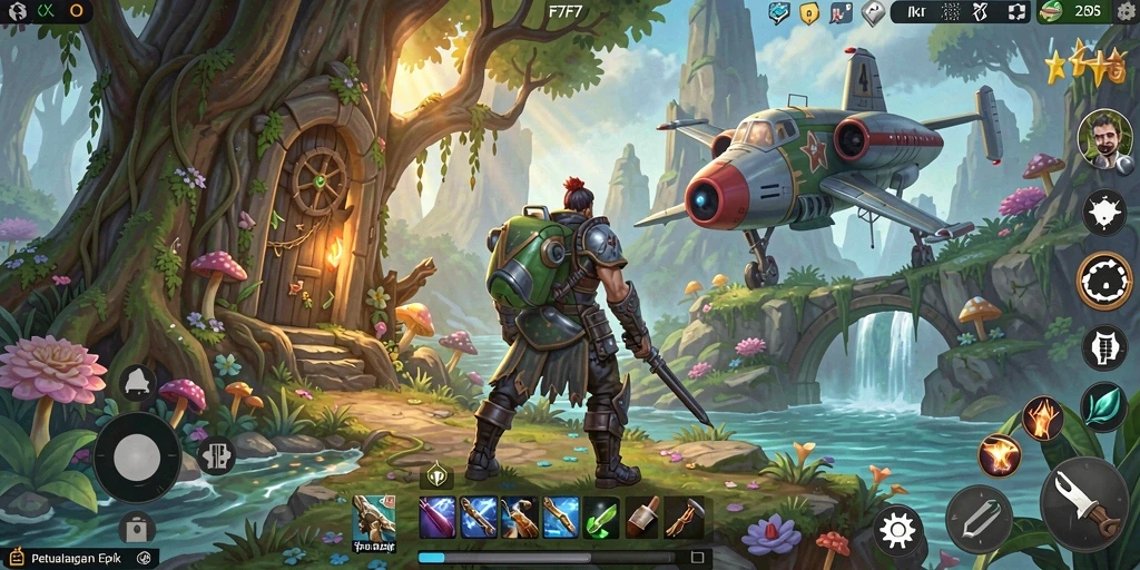 Tampilan gameplay seru dalam dunia petualangan F7F7.