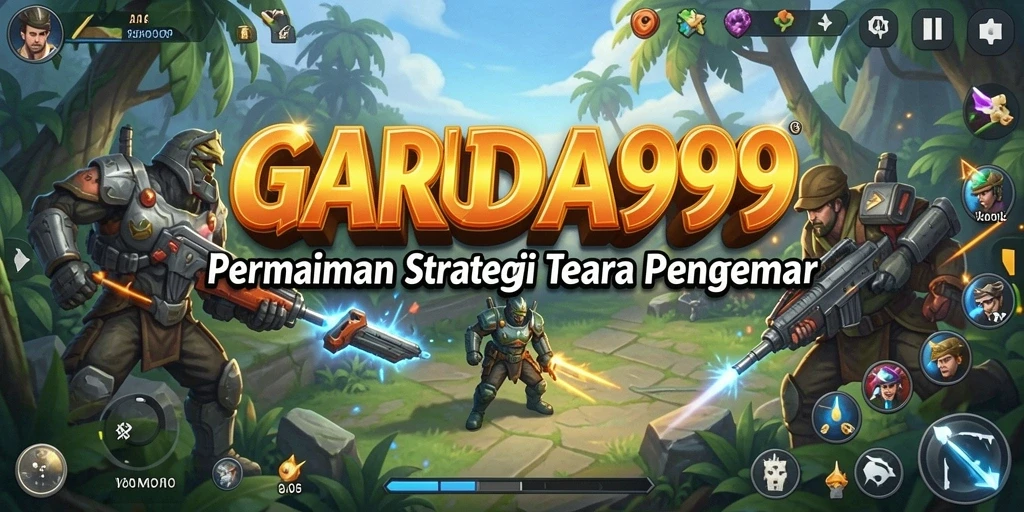 Tangkapan layar utama GARUDA999 menampilkan aksi strategi yang menegangkan.