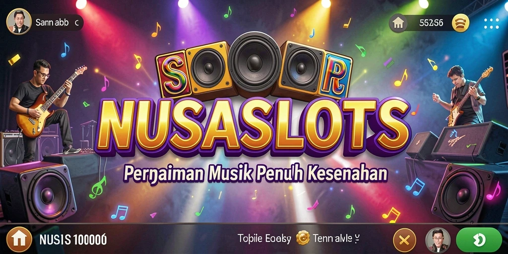 Tampilan gameplay NUSASLOTS yang penuh dengan warna dan musik.