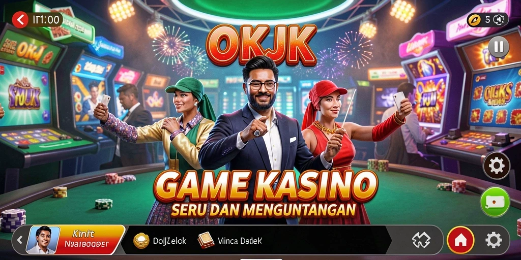 Tampilan gameplay OKJK yang menarik dengan fitur kasino lengkap.