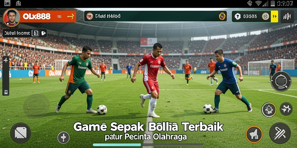 Tangkapan layar utama OLX888 menunjukkan aksi seru permainan sepak bola.