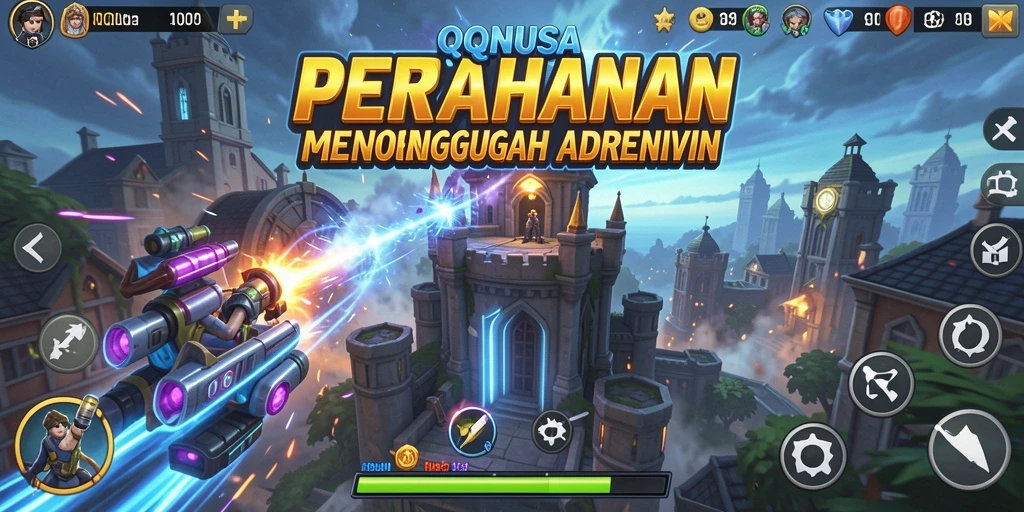 Tampilan gameplay QQNUSA yang menegangkan dalam mempertahankan markas.