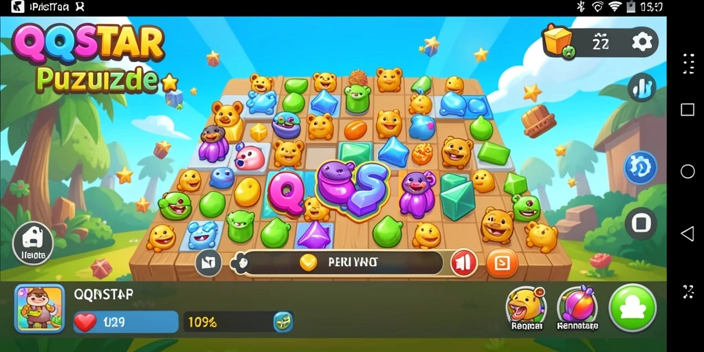 Tangkapan layar gameplay QQSTAR yang penuh warna dan menantang.