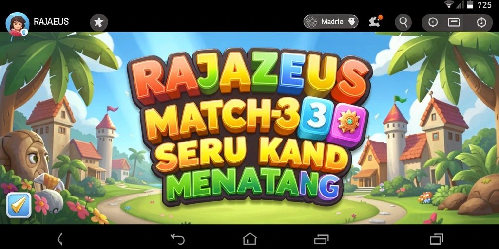 Tampilan gameplay RAJAZEUS yang penuh warna dan menarik.