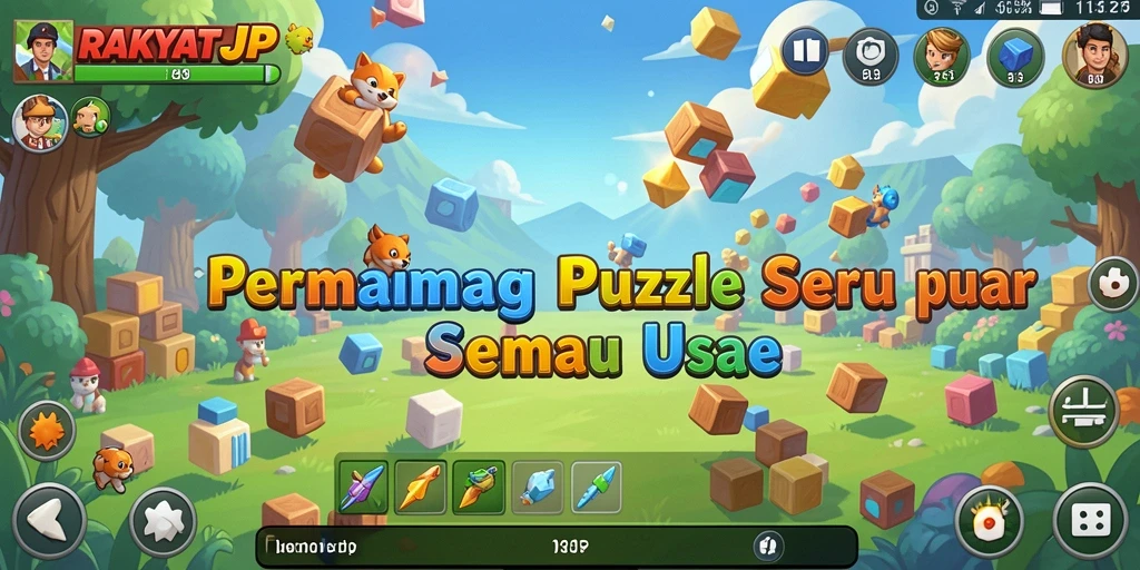 Screenshot utama gameplay RAKYATJP menampilkan teka-teki menarik.
