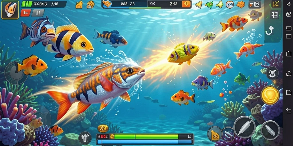 Tangkapan layar gameplay RK88 yang penuh aksi Tembak Ikan.