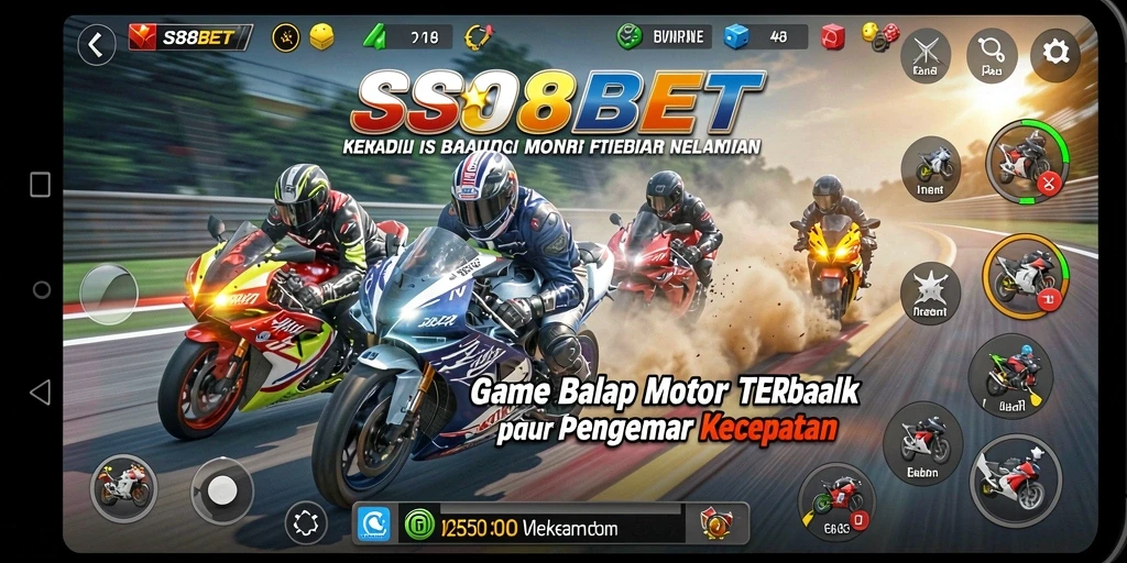 Tampilan gameplay SS88BET dengan aksi balap motor yang mendebarkan.