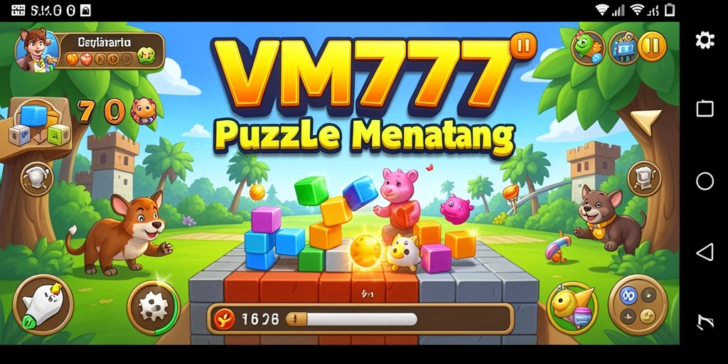 Tampilan gameplay puzzle yang menantang di VM777.