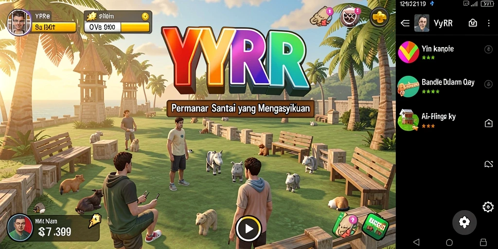 Screenshot YYRR menunjukkan gameplay yang menarik dan penuh warna.